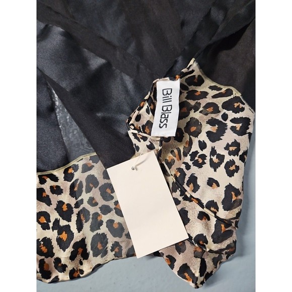 Nwt Bill Blass Vintage 100% Silk Black Cheetah Print Rectangular Scarf 52 X 12 - Picture 5 of 7